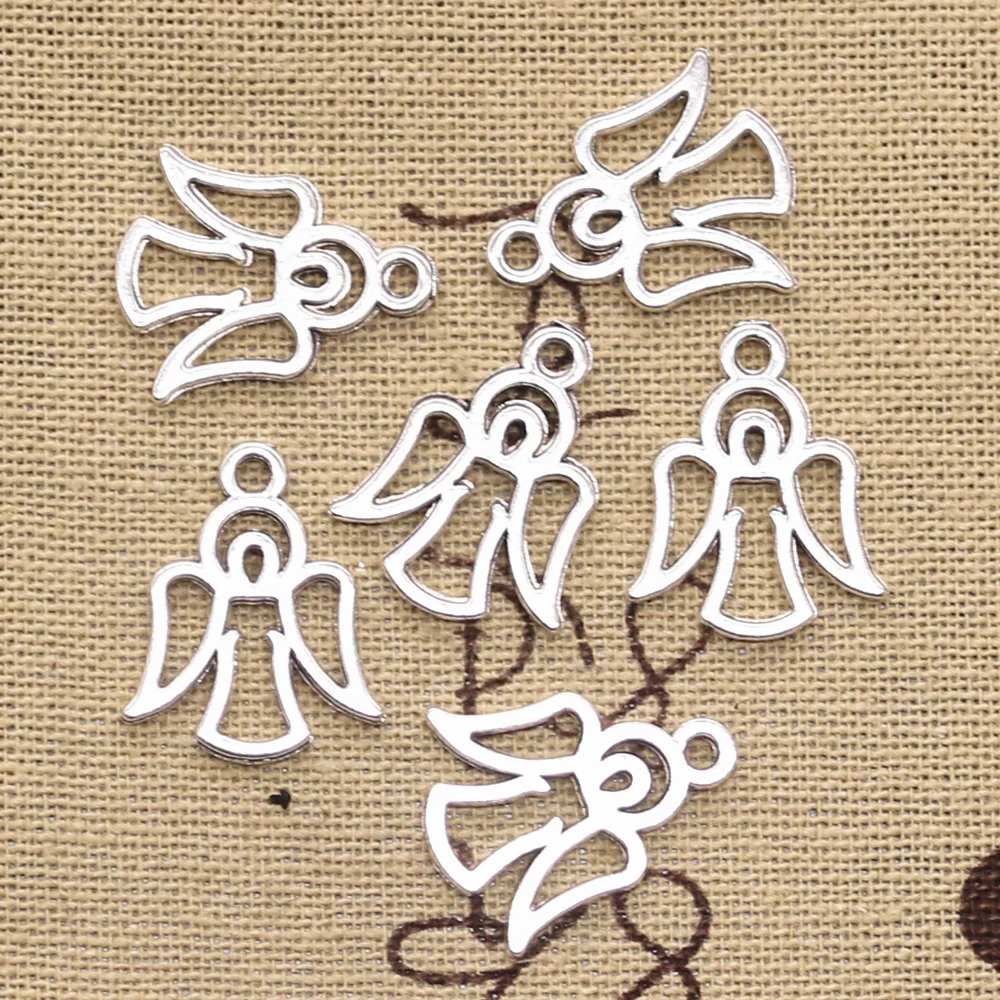 

30pcs Charms Hollow Guardian Angel 20x12mm Antique Bronze Silver Color Pendants DIY Making Findings Handmade Tibetan Jewelry