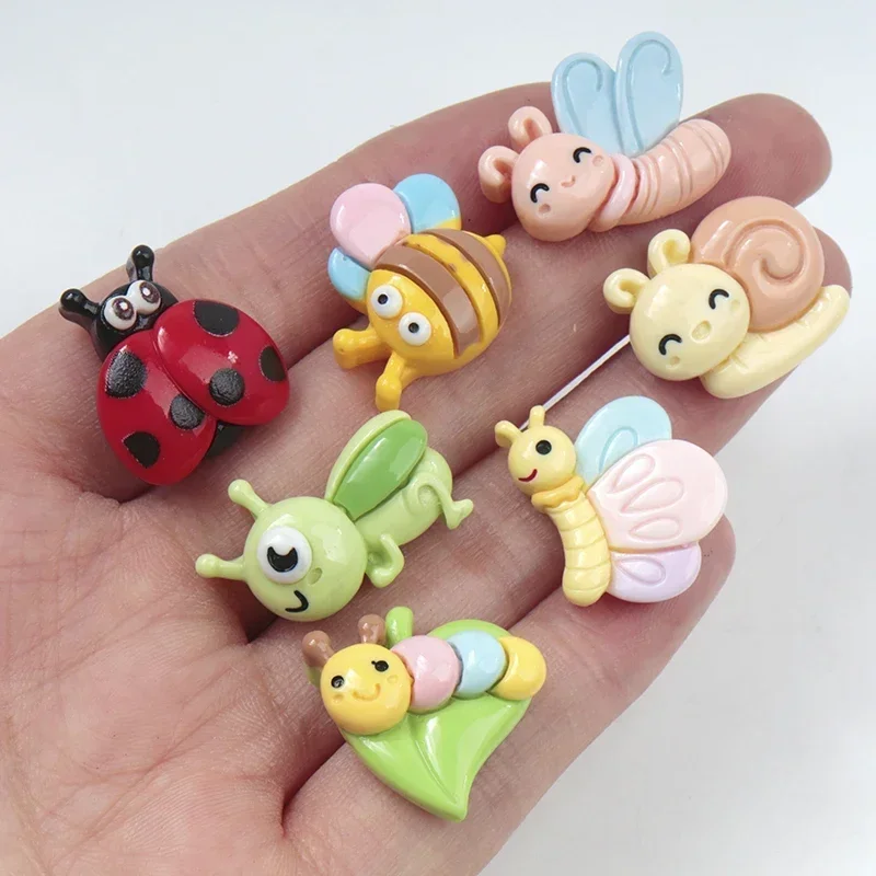 10/100Pcs Resin Bees Butterflies Snails Animals Series Flatback Cabochon Scrapbook DIY Craft Children Hairpins Decor Accessories