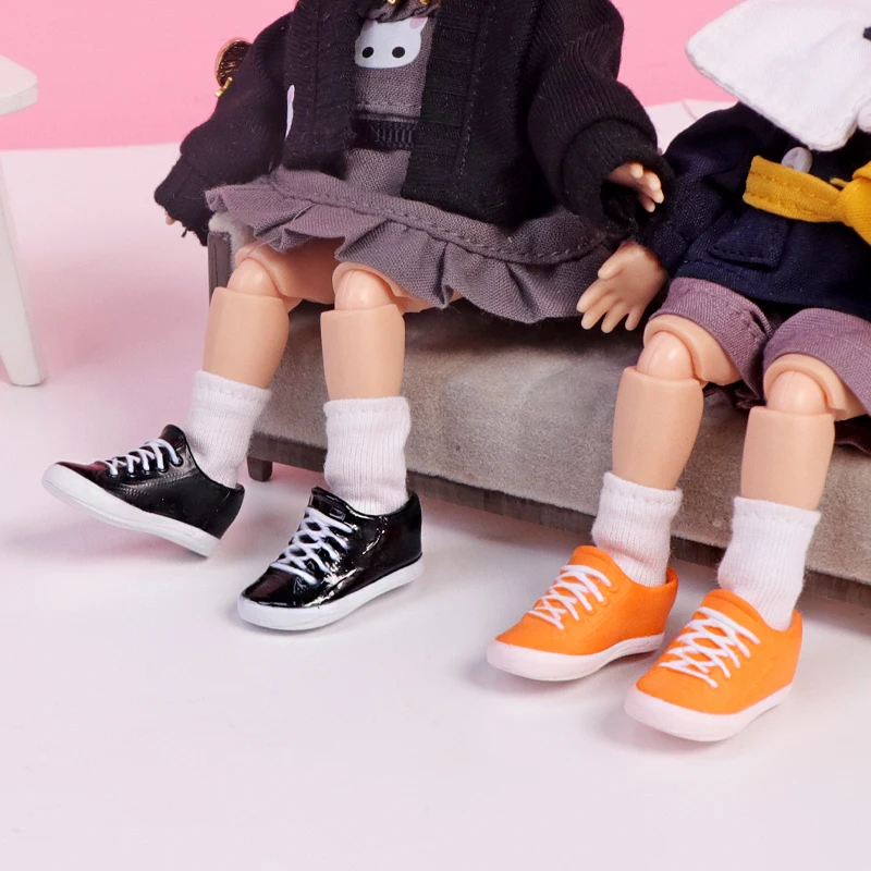 A Pair Of OB11 Doll Lace Up Gigh Top Shoes Plastic Shoes Ob11 1/12 Bjd Doll Gsc JK Shoes, YMY Doll Accessories Two Colors