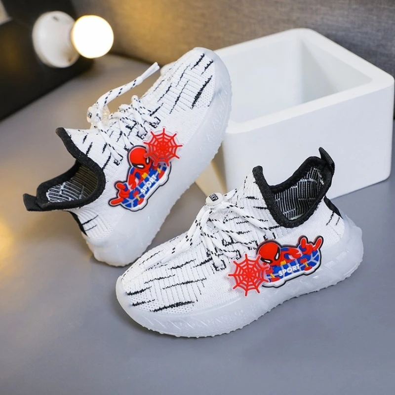 

Кроссовки Disney «Человек-паук», детская весна 202, повседневная обувь на дышащей сетчатой платформе, детская нескользящая теннисная обувь на плоской подошве