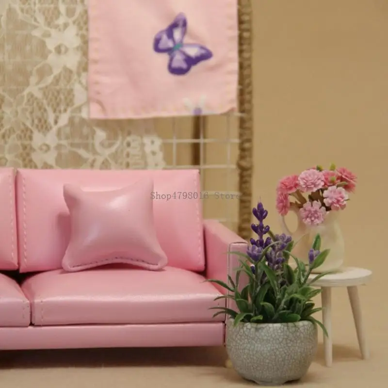 

Dollhouses Sofa Wooden Structure Upholstery 1/12 Scale Room Decos