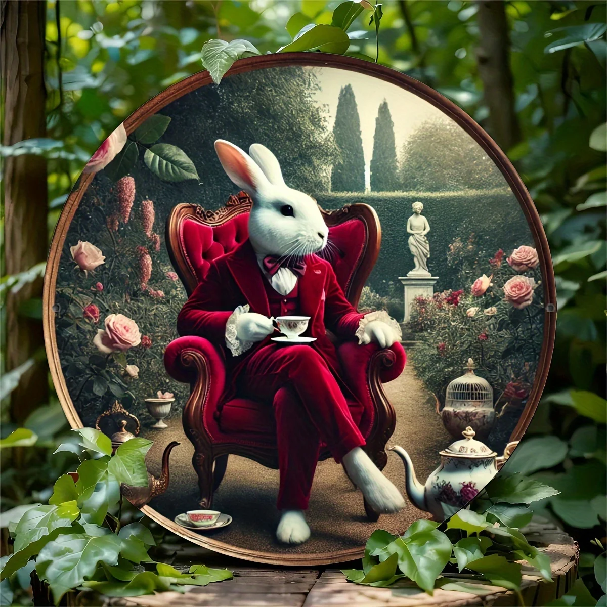 Alice in Wonderland-Inspired 20.32x20.32cm Round Aluminum Wall Art - Perfect for Home, Cafe, Bar, and Garage Decor | Ideal Chris