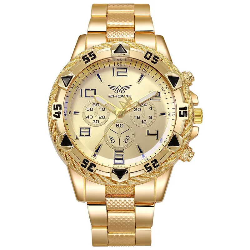 Premium 7‑Pcs Men Bling Quartz Wristwatch Assortment Multi‑Hued Dial All‑Over Rhinestone Inlay Metal Strap Decorative Gift Box
