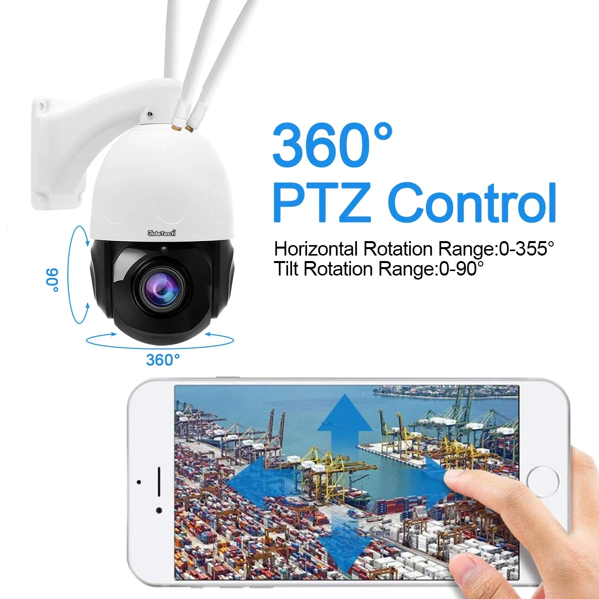 Cámara de red JideTech 5MP 20X Wifi con tres antenas Zoom óptico cámara PTZ cámara de seguridad para el hogar