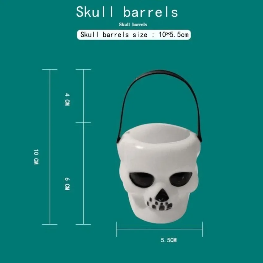 2026 Black Or White Plastic Candy Jar Skull Witch Cauldron Candy Kettle Halloween Party Hanging Props Halloween Decor