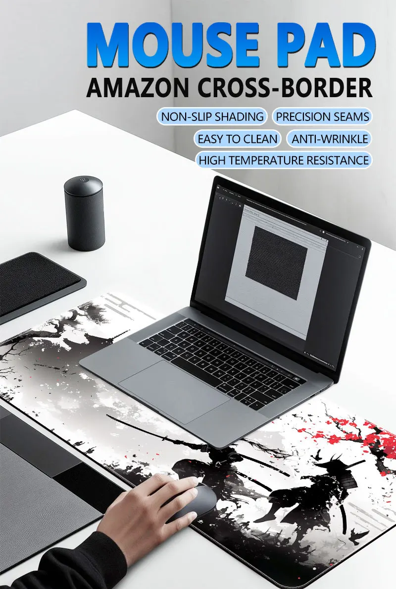 Grand tapis de souris de jeu samouraï japonais, antidérapant, Surface lisse, pour bureau, PC Gamer, cadeau, accessoires de Gamer, Anime