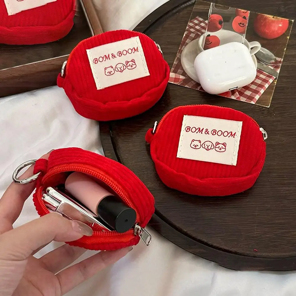 Corduroy Mini Coin Purse Small Wallet for Women Portable Cosmetic Storage Bag Ladies Lipstick Holder Card Coins Case Pouch