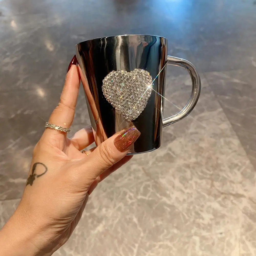 Drinkware Sparkling Mug Heart-shaped Stainless Steel Coffee Mug Elegant Faux Cup for Hot Beverages Gift for Coffee Lovers Tea