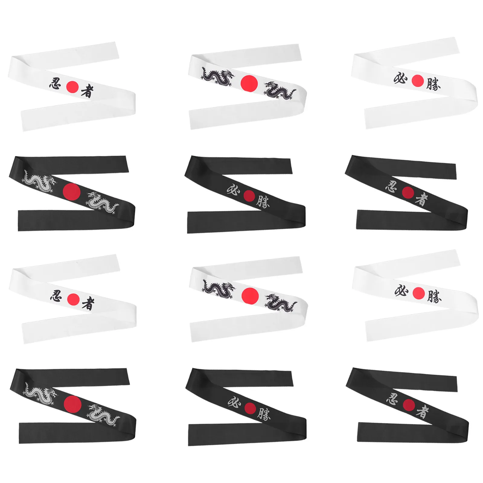 

12Pcs Japanese Style Headband Breathable Tie-Back Hachimaki for Karate Training Yoga Sports Cooking Kitchen Chef Costume Party