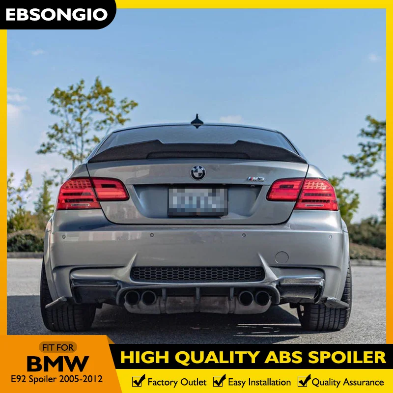 E92 PSM High Kick Carbon Fiber Trunk Spoiler Fit For BMW E92 3 Series 2 Door E92 M3 & E92 Coupe 2005-2012 Rear Spoiler Lip Wings