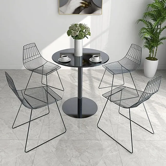 

Modern Iron Round Side Table, Minimalist End Table with Sturdy Metal Frame,Small Coffee Table for Living Room Bedroom Balcony