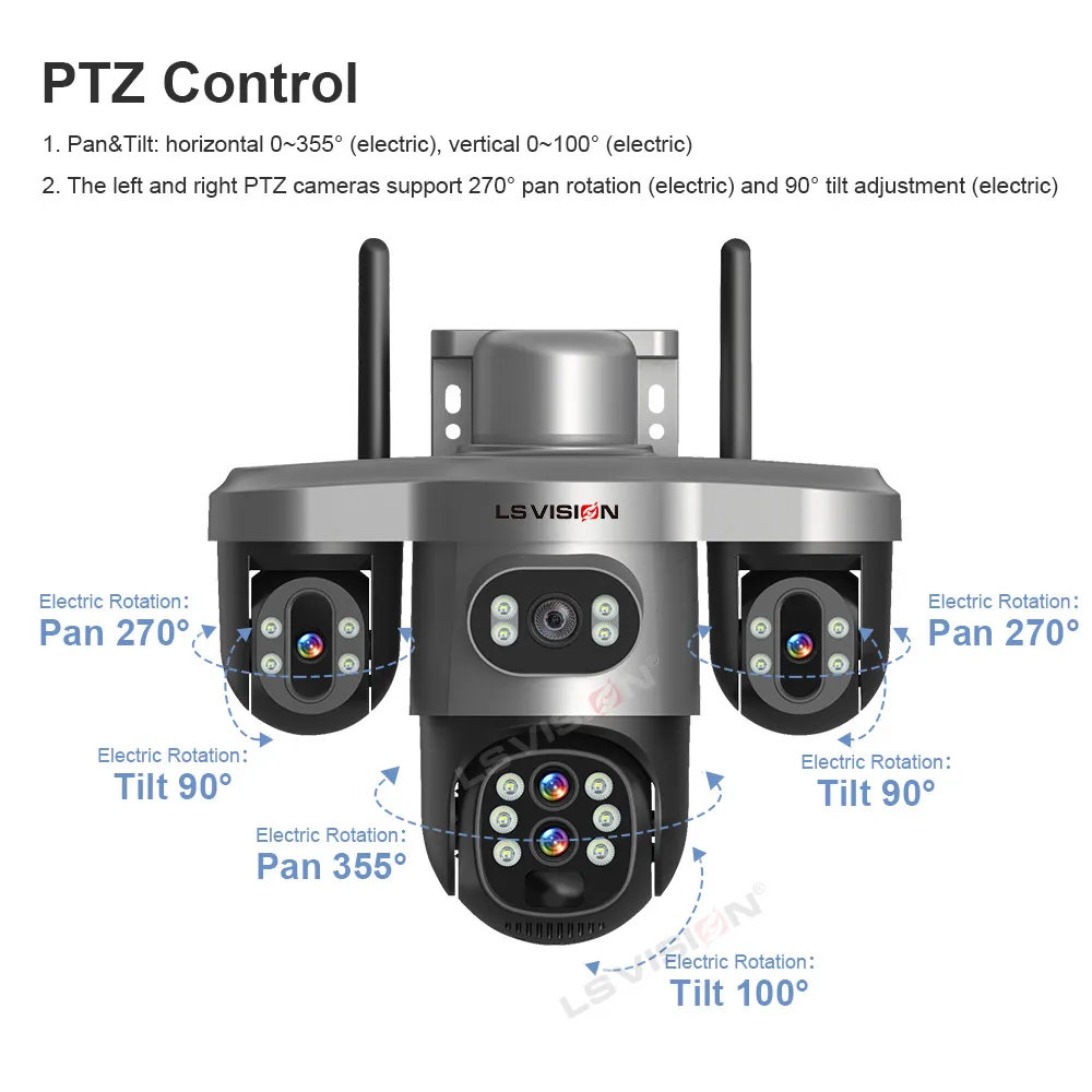 LS VISION Solar Camera Wifi Outdoor With10X Optical Zoom Three Screens 4G SIM Cctv Home Security Solar Energy Cam Ai PTZ V380 - Image 5