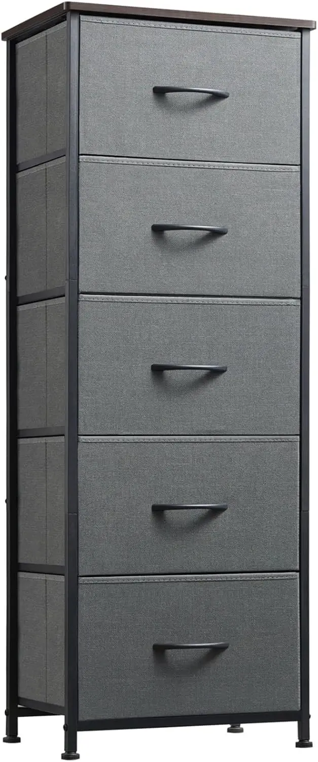 

Somdot Tall Dresser for Bedroom with 5 Drawers, Storage Chest of Drawers with Removable Fabric Bins for Closet Bedside Nursery