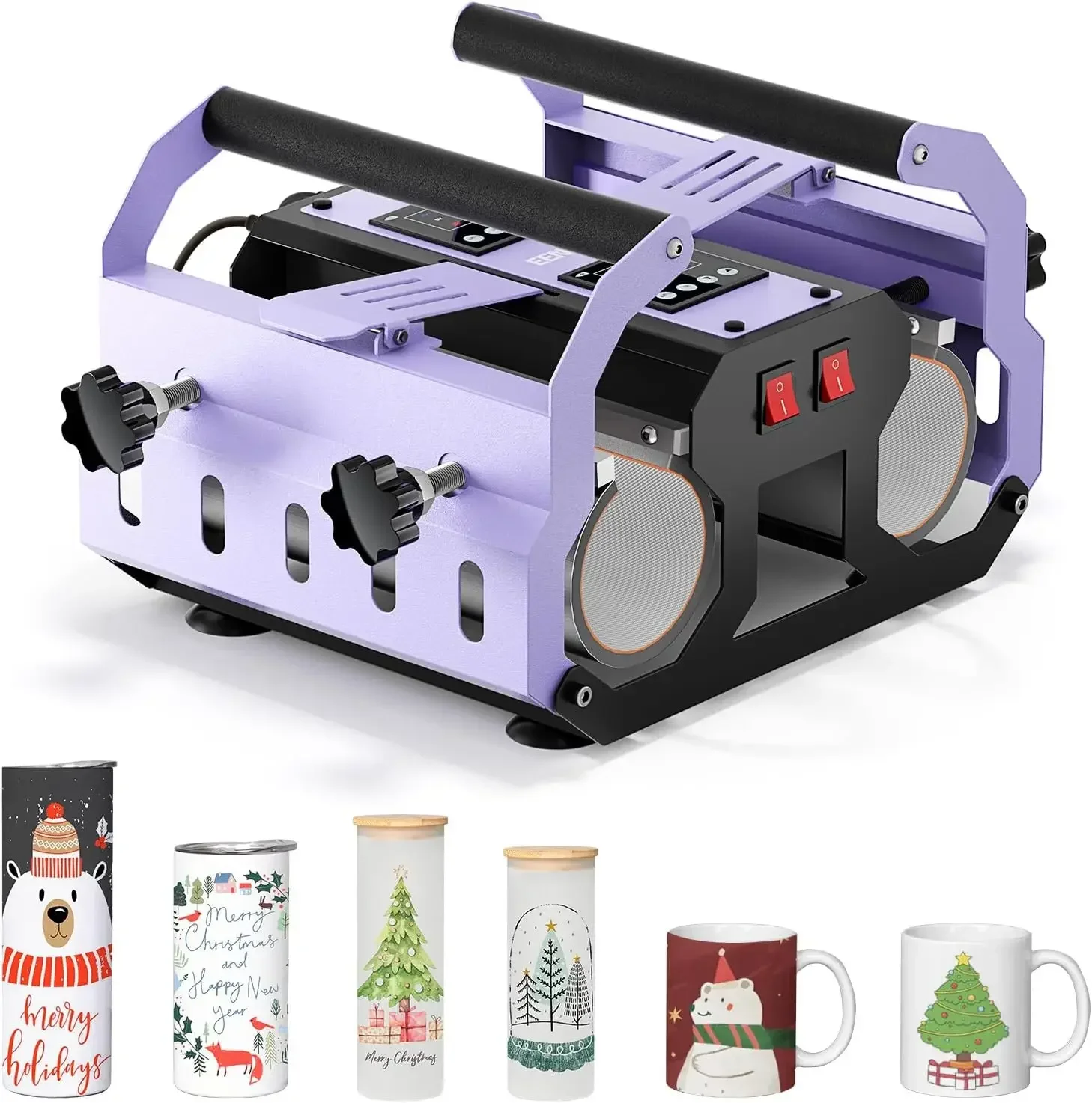 EENOUR Tumbler Heat Press 2 Station Heaters for 11oz-30oz Sublimation Straight Skinny Tumbler Glass, 2 in1 Pro Mug Press Machine