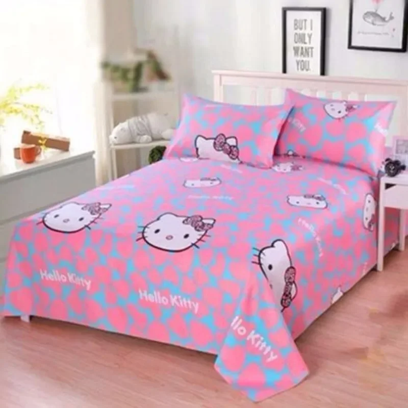 Sanrio hello kitty bed sheet student dorm bed sheet pillowcase girl sheet bedding set quilt bedspread