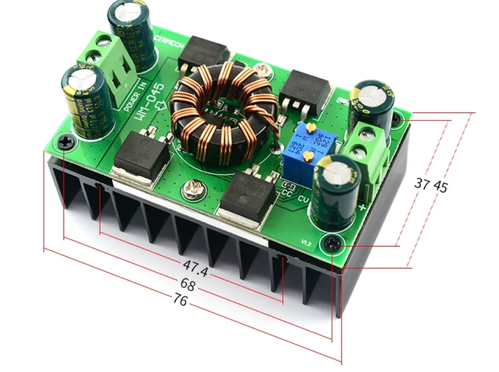 High-Power Automatic Buck-Boost Solar Charging Module Intelligent Constant-Current Voltage Power Supply with Heat Dissipation