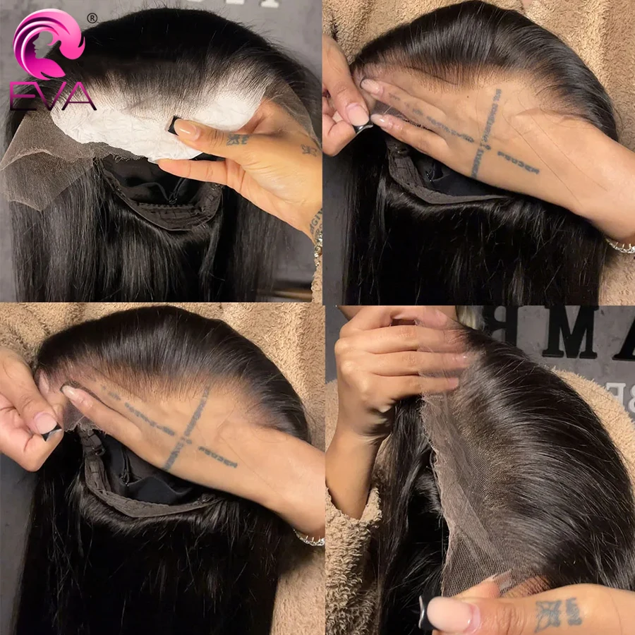Eva 13x6 HD Lace Frontal Wig Human Hair Pre Plucked 250 Density Straight Glueless Wig HD Single Knots Human Hair Lace Front Wigs