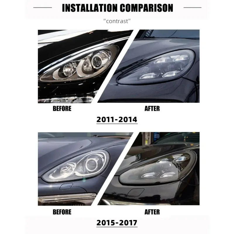 For Porsche Cayenne 2011-2018 Car Headlights 958.1 958.2  high Quality LED upgrade to 9Y0 Plug and Play car front lamp