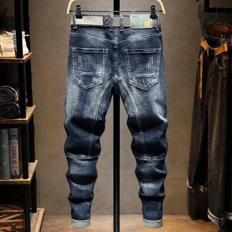 New Casual Slim Fit Denim Spring and Autumn 2024 Scratched Details and Pencil Pants Style Cargo Luxury Clothing Boyfriend Jeans