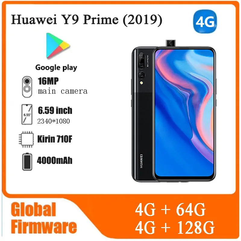 Huawei Y9 Prime (2019) 4G SmartPhone Battery capacity 4000mAh 16MP Global Version eoriginal celular Camera unlocked used phone