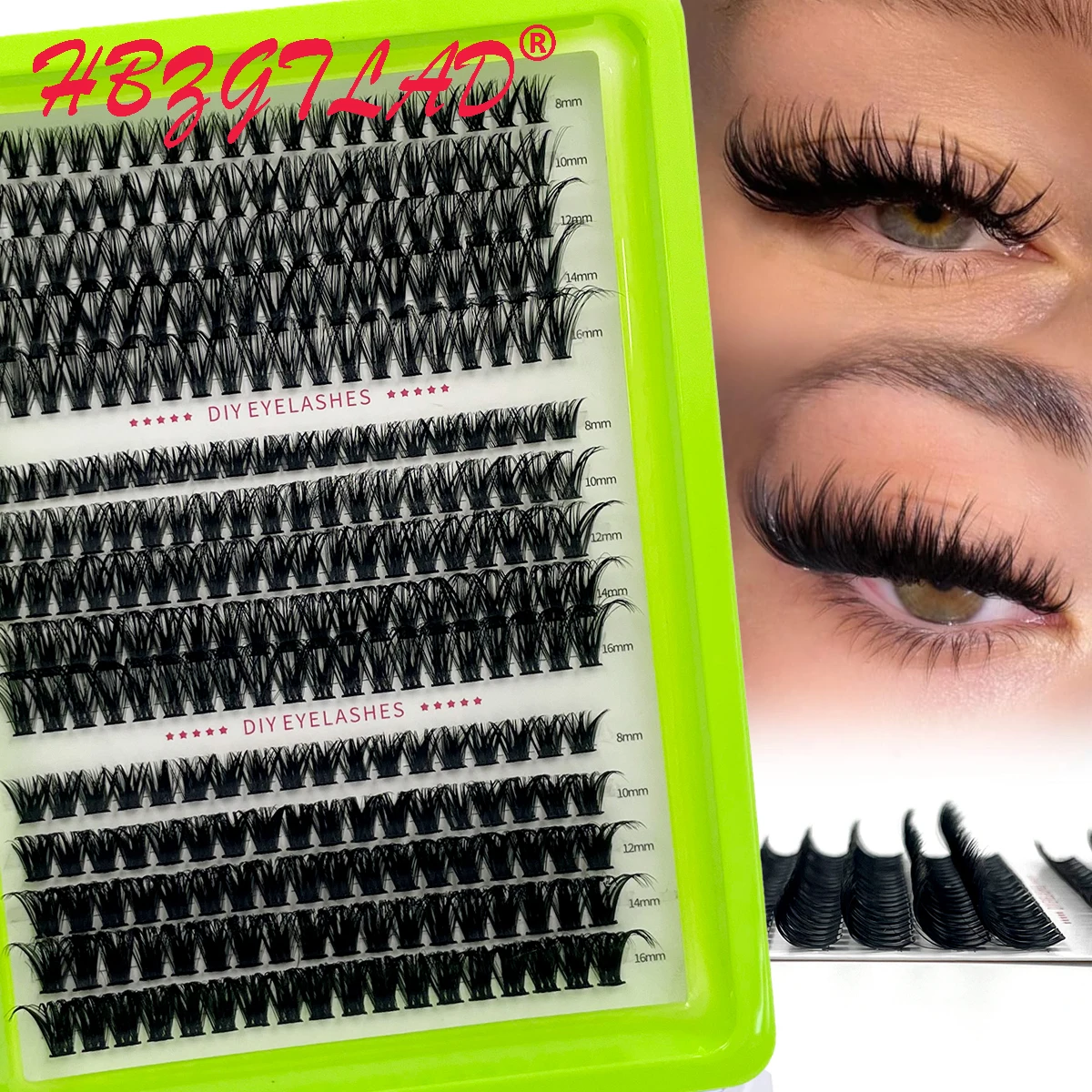 50D60D80D100D Dicke künstliche Wimpern mit gemischter Länge, D-Curl, Cat-Eye-Stil für einen flauschigen und dramatischen Look, geeignet für Anfänger
