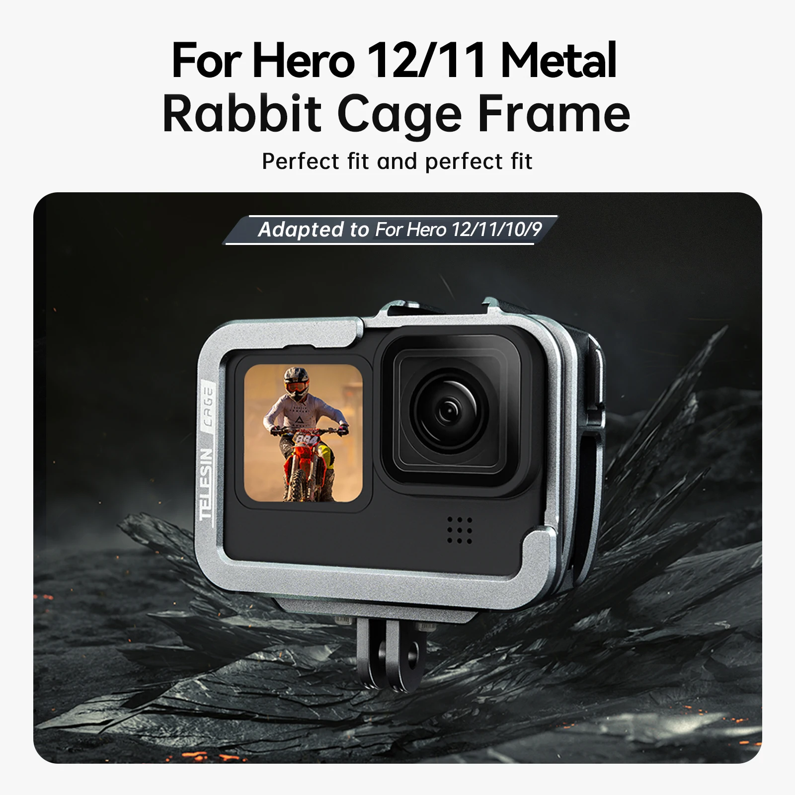 

TELESIN Aluminium Alloy Frame Case For GoPro 9 10 11 12 Double Clod Shoe Protective shell For GoPro Hero 9 10 11 Accessories