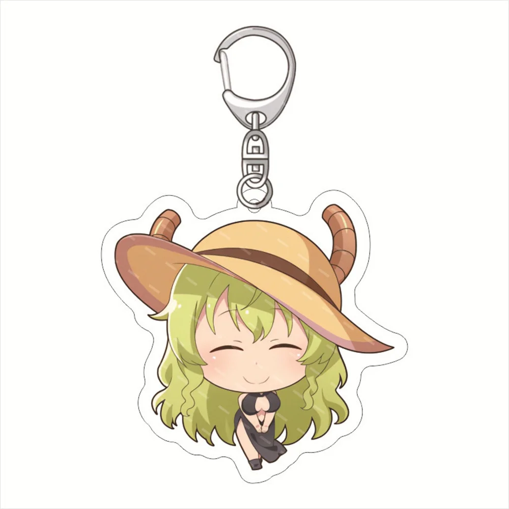 Anime Q Type Kobayashi San Chi No Maid Dragon Keychain Miss Kobayashi\'s Dragon Maid Kanna Kamui Figures Acrylic Key Chain Holder