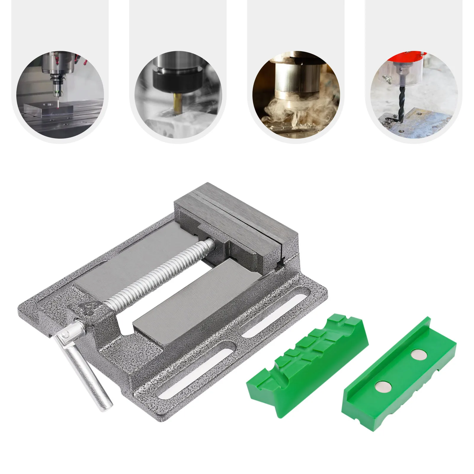 Imagem -02 - Broca Prensa Vise Workbench Broca Vise Clamp Grupo Almofadas de Torno Magnético Almofadas Multi Ranhuradas Ferramentas de Metal Pcs