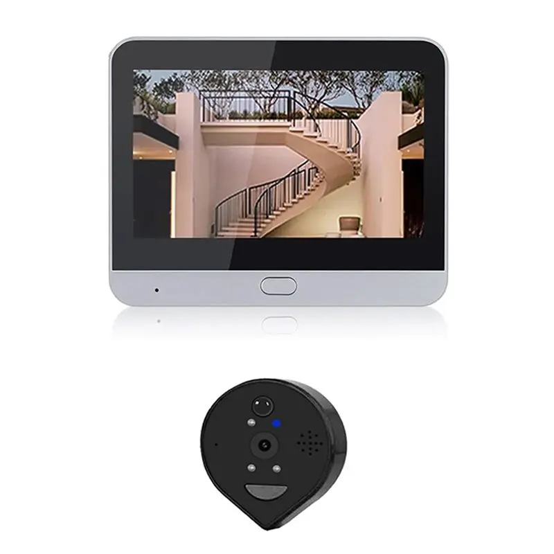 AAAEL-Tuya 3MP Wifi Doorbell With 4.3-Inch Screen Smart Door Camera PIR Motion Detection Video Recording Peephole Doorbell Syste