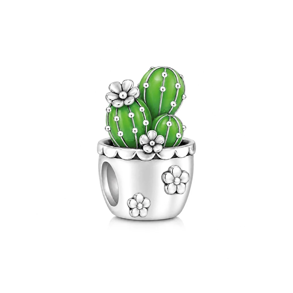 Pan Charms Cactus Potted Plant Pendant Fit Original Bracelet Jewelry DIY Thanksgiving Christmas Valentine Mother Day Gift Her