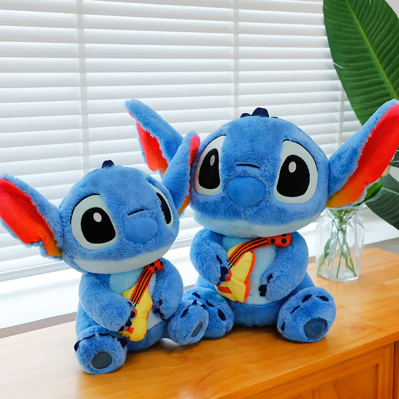 40/50cm Disney Cartoon Guitar Stitch Plush Toy Boy Birthday Gift Violin Stitch Home Decor Pillow Decoration Gifts