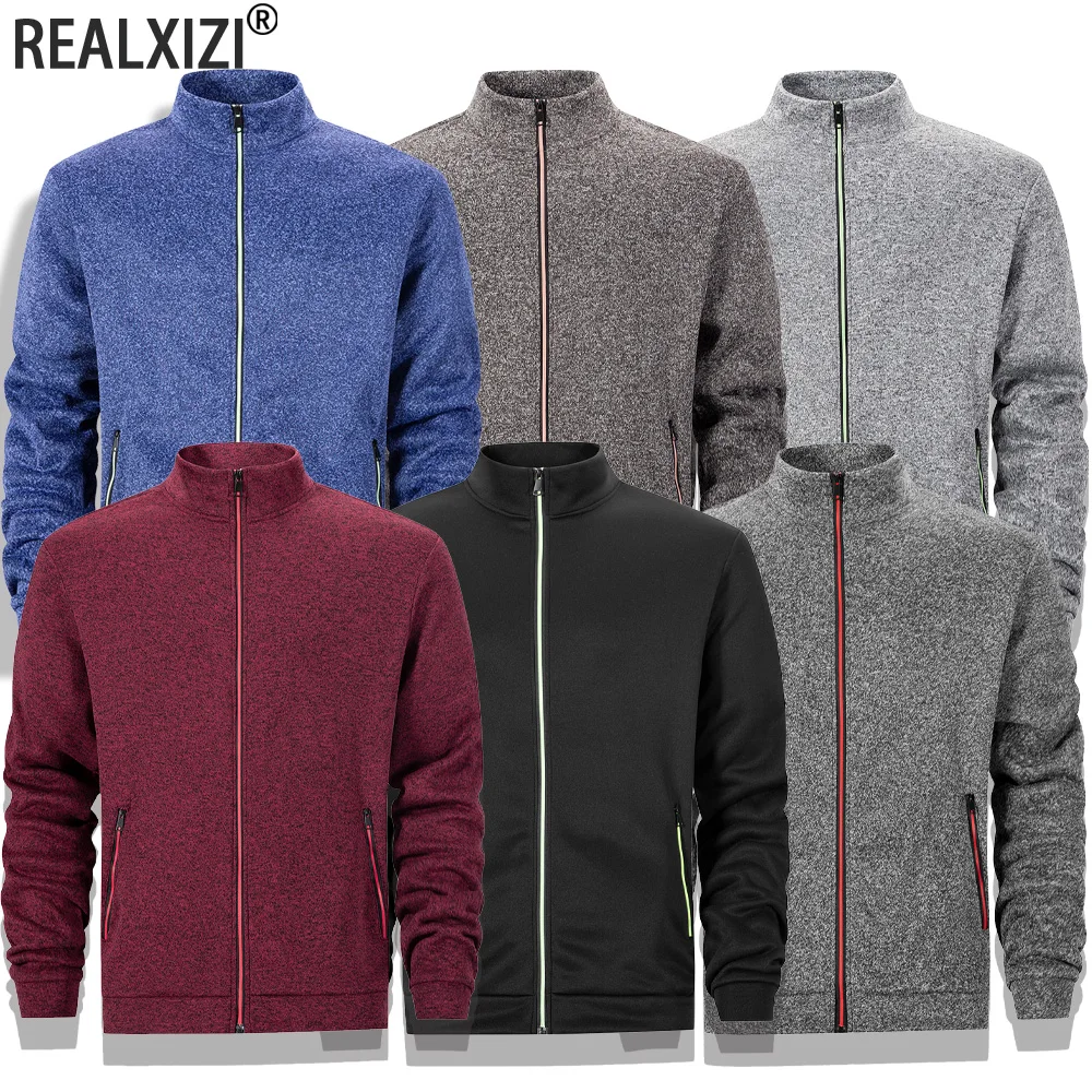 

Men's Casual Sports Zipper Stand Collar Jacket Thermal Coats Solid Color Cardigan Sweatshirts Coats Outdoor Streetwear Jackets