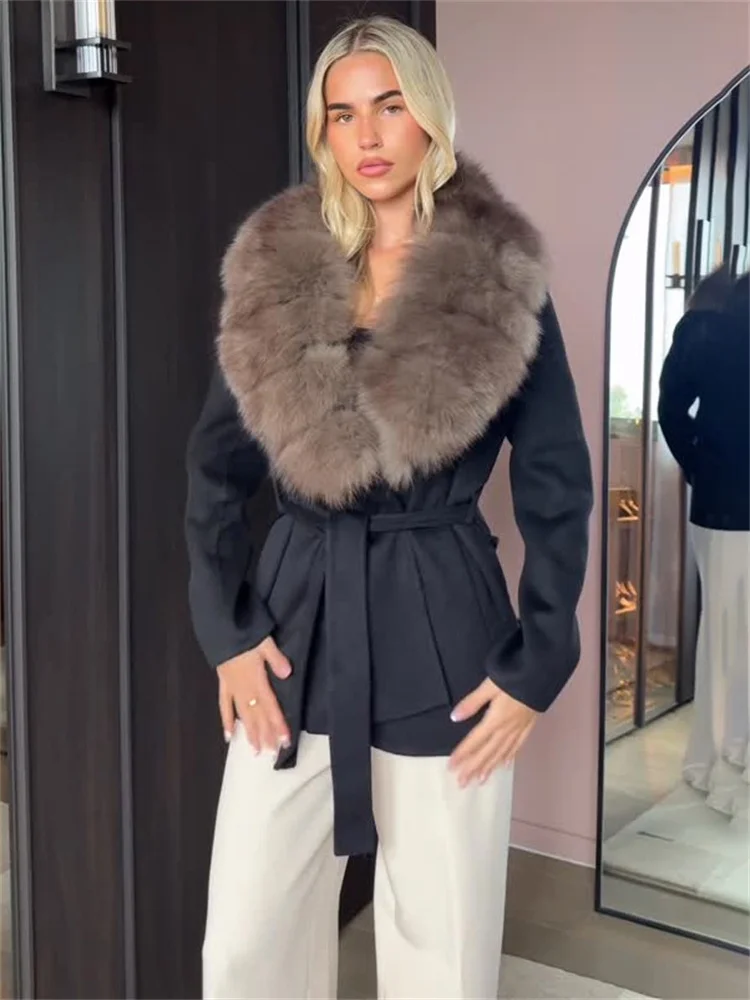 

Tossy зимнее роскошное пальто на шнуровке с мехом и перьями, женское свободное лоскутное бандажное пальто с длинными рукавами, женские пушистые шерстяные куртки