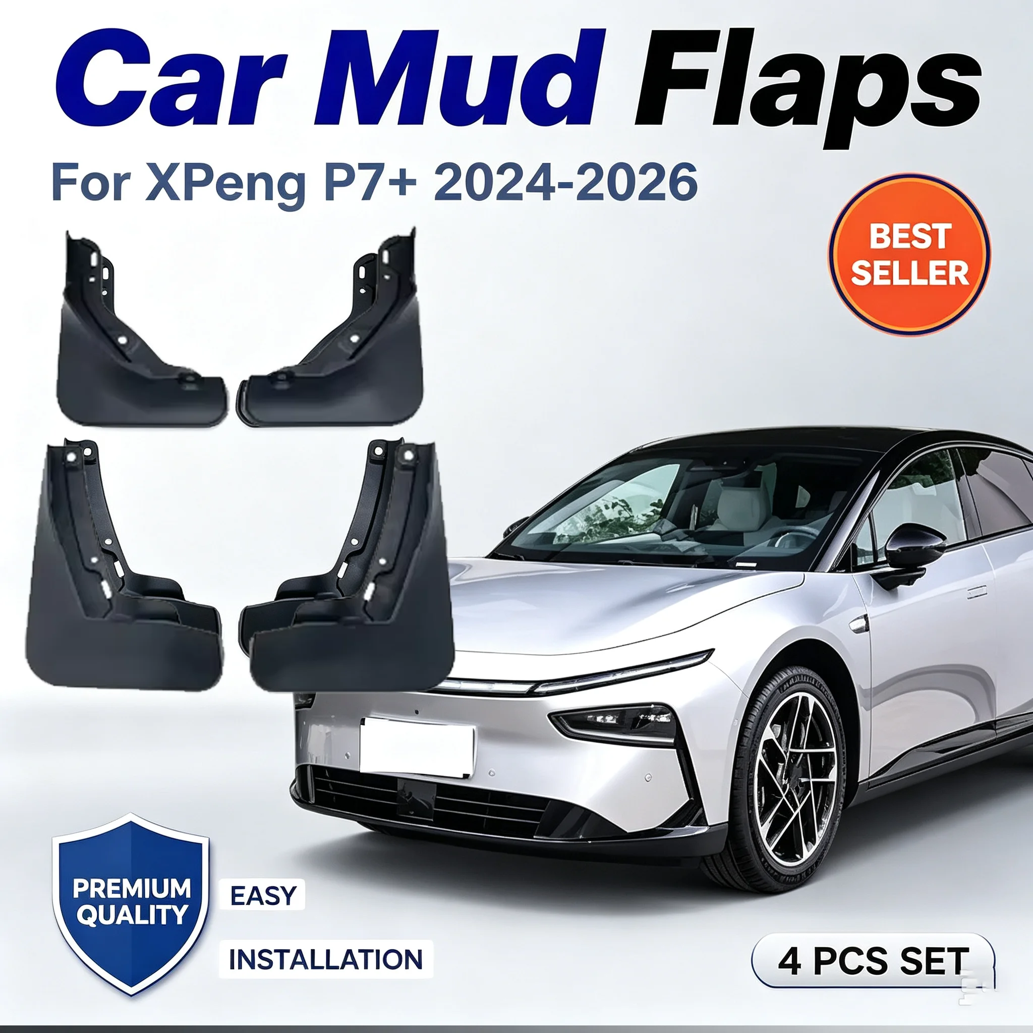 For XPeng P7 Plus 2024-2026 4Pcs Mud Flaps Splash Guards Front Rear Wheel Fender Mudguards Car Exterior Protection