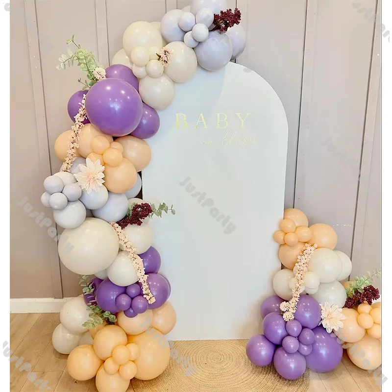 123pcs Retro Balloon Arch Natural Sand Purple Wedding Globos Baby Shower Girl Birthday Party Supplies Pastel Bridal Shower