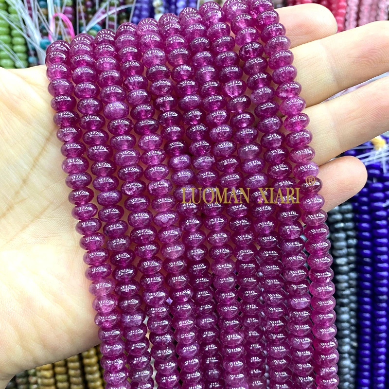 Großhandel Natürliche Stein-Rondelle 5x8MM Lavendel-Chalcedon-Abstandshalter-Perlen für Schmuckherstellung DIY-Armbänder Charms Zubehör – Detail 2