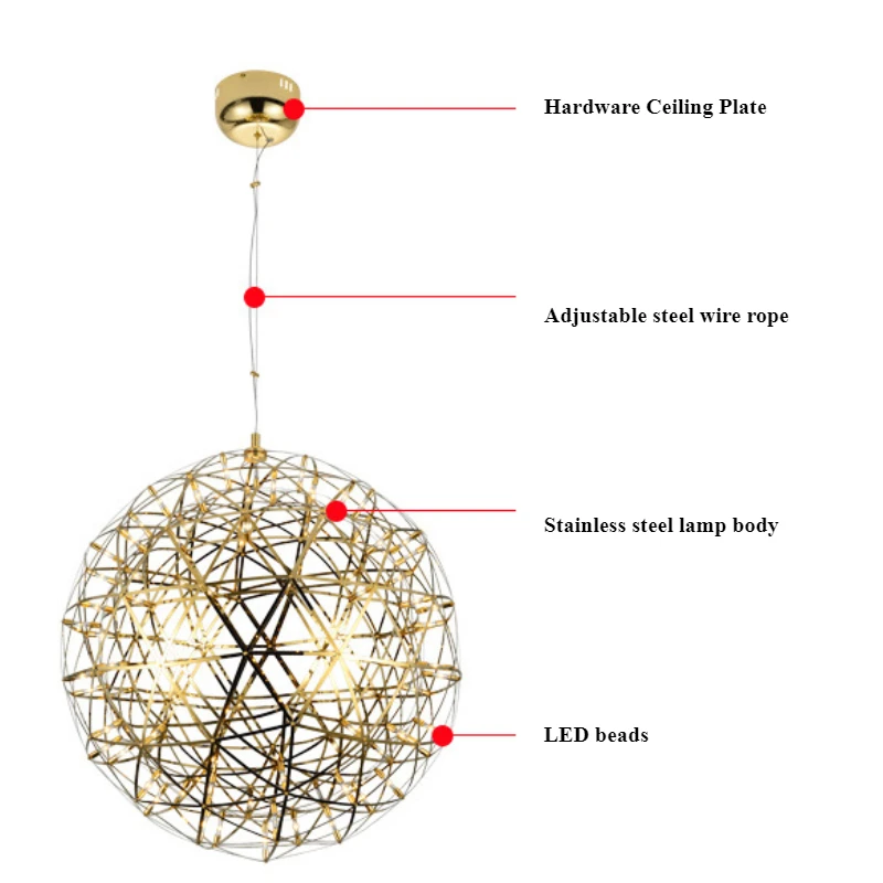 Lampadario moderno a sospensione per la decorazione del soggiorno Tavolo da pranzo Illuminazione Lampade a sospensione a sfera in ferro Decorazione domestica di design scavato