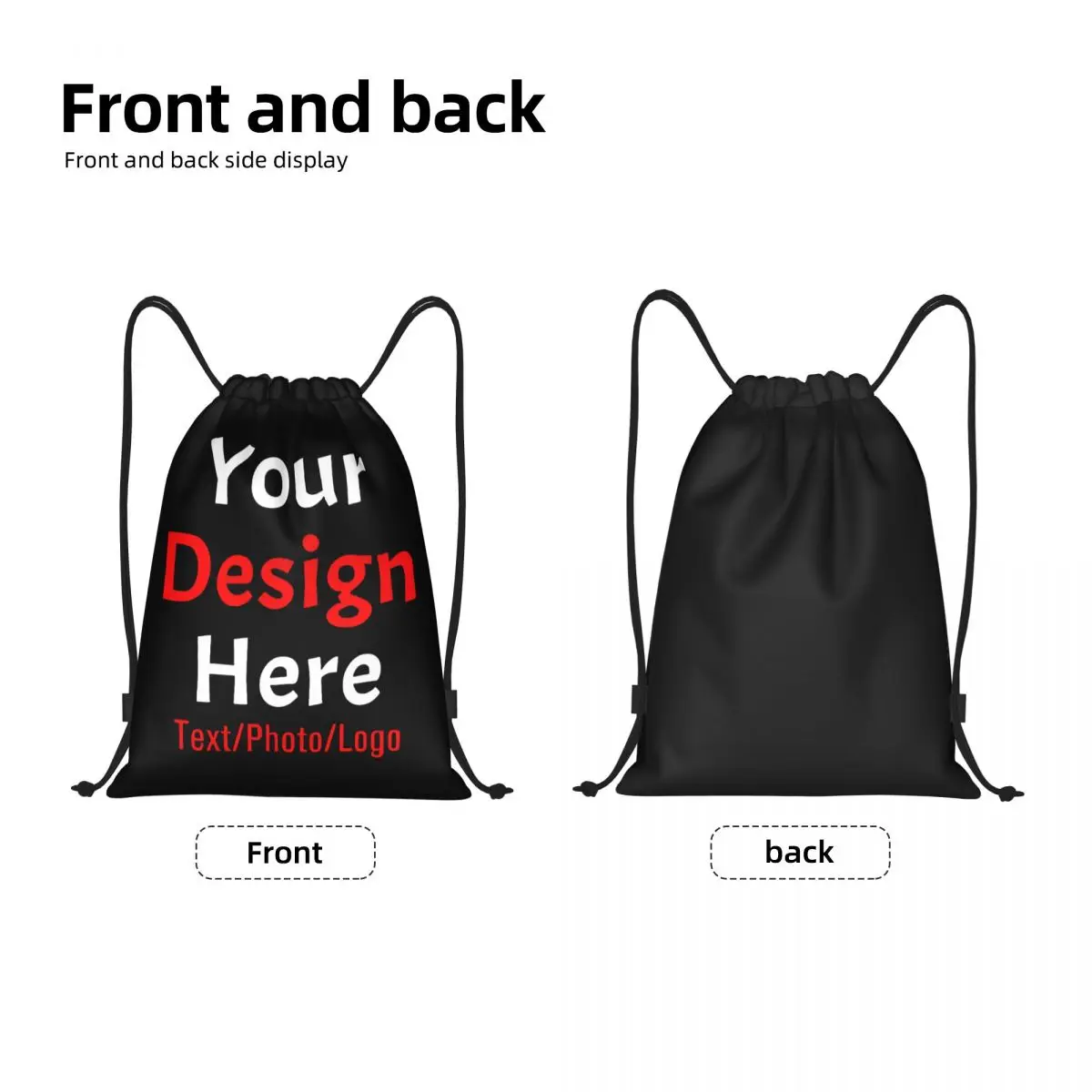 Personalized Custom Your Design Here Drawstring Backpack Sports Gym Bag for Men Women Your Image Name Text Training Sackpack