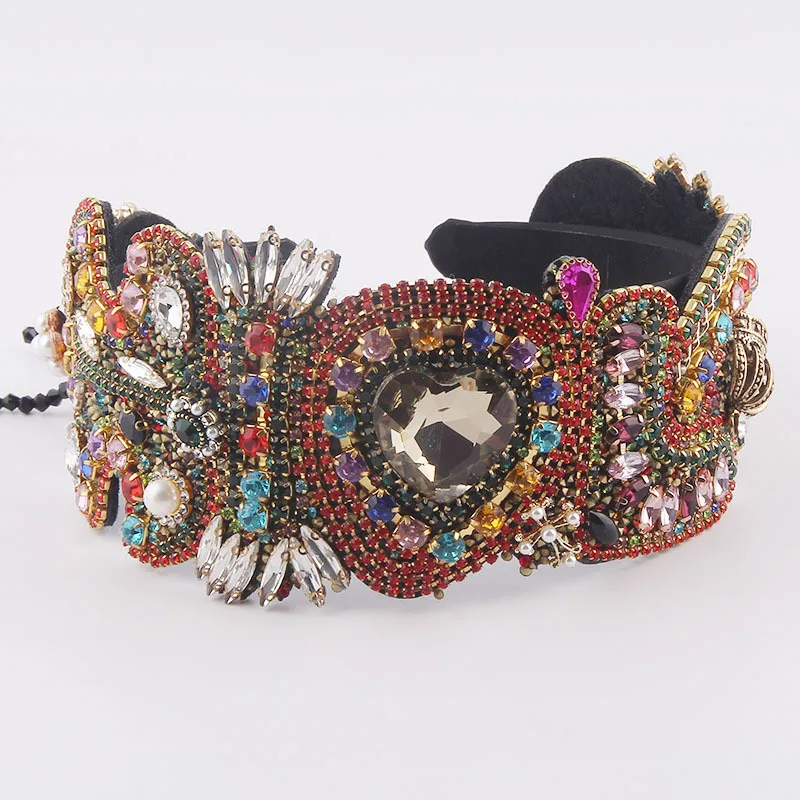 New gorgeous fashion style full of diamonds exaggerated fringed gemstone love headband women's ball hair accessories