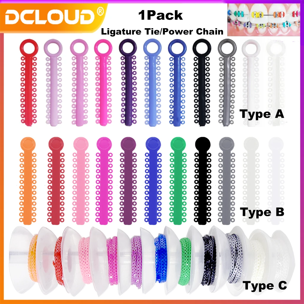 1Pack Dental Orthodontic Elastic Ligature Ties  Ultra Power Chain Rubber Band  Colorful Bands Long Short Dentist Ortho Materials