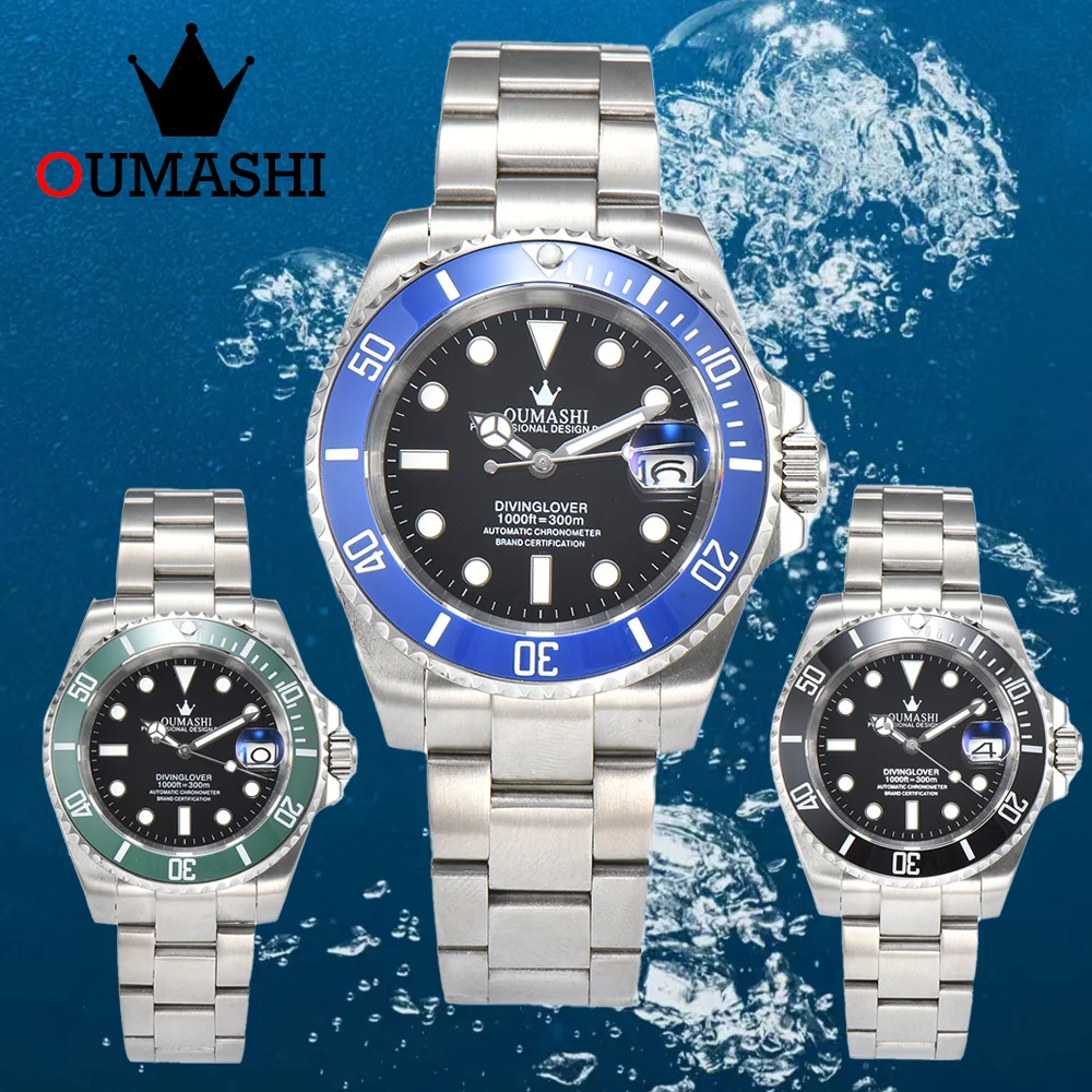 

NH35A Watch Stainless Steel Case SUB Watch Sapphire Glass 100 Meter Waterproof Luminous Bezel Mouth Fashion OUMASHI Men's Watch