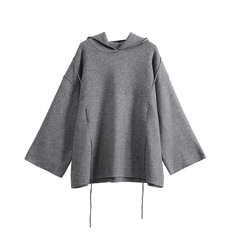 UMI MAO Retro Hoodie Losse gebreide hoodie Dikke trui Damestop Middellange tot lange top Femme