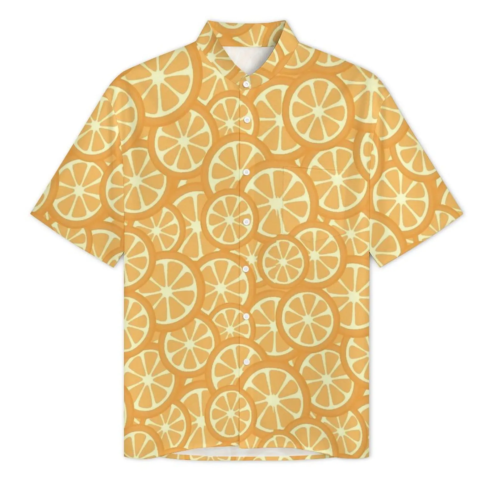 Oranges Slices Hawaiian Shirt Men Vacation Fruits Print Casual Shirts Short-Sleeve Streetwear Graphic Novelty Oversized Blouses