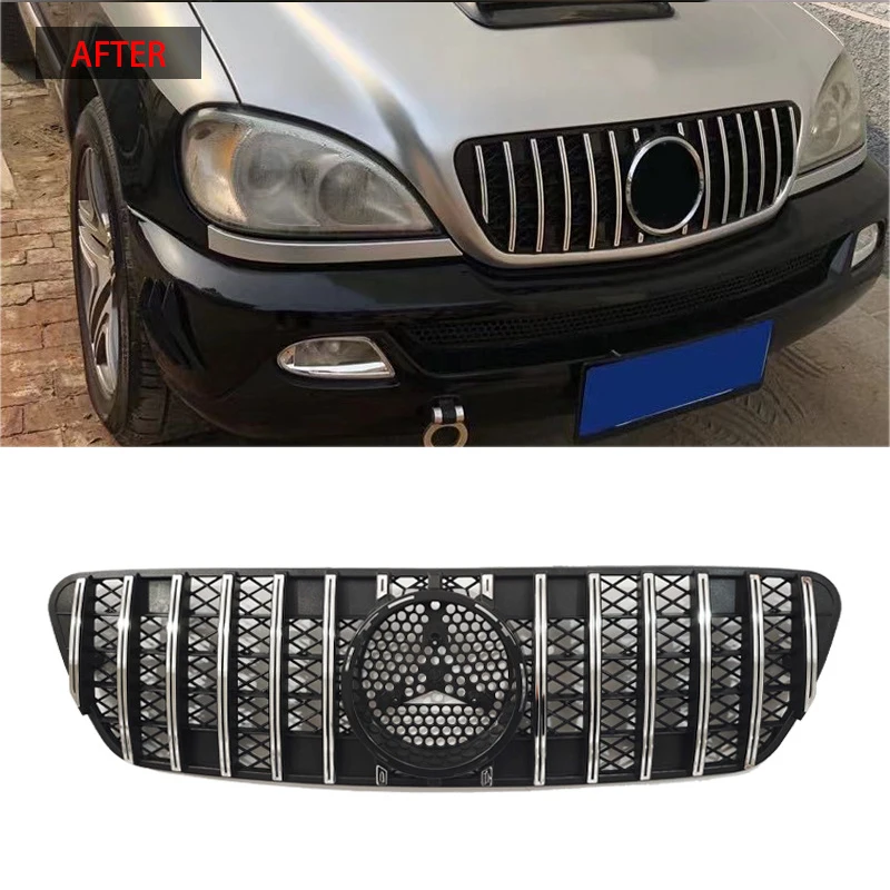 Grill Grille For 1998-2004 Mercedes-benz MLW163 Racing Grills Mid-grid Gt Model Original Car Replacement Installation Abs