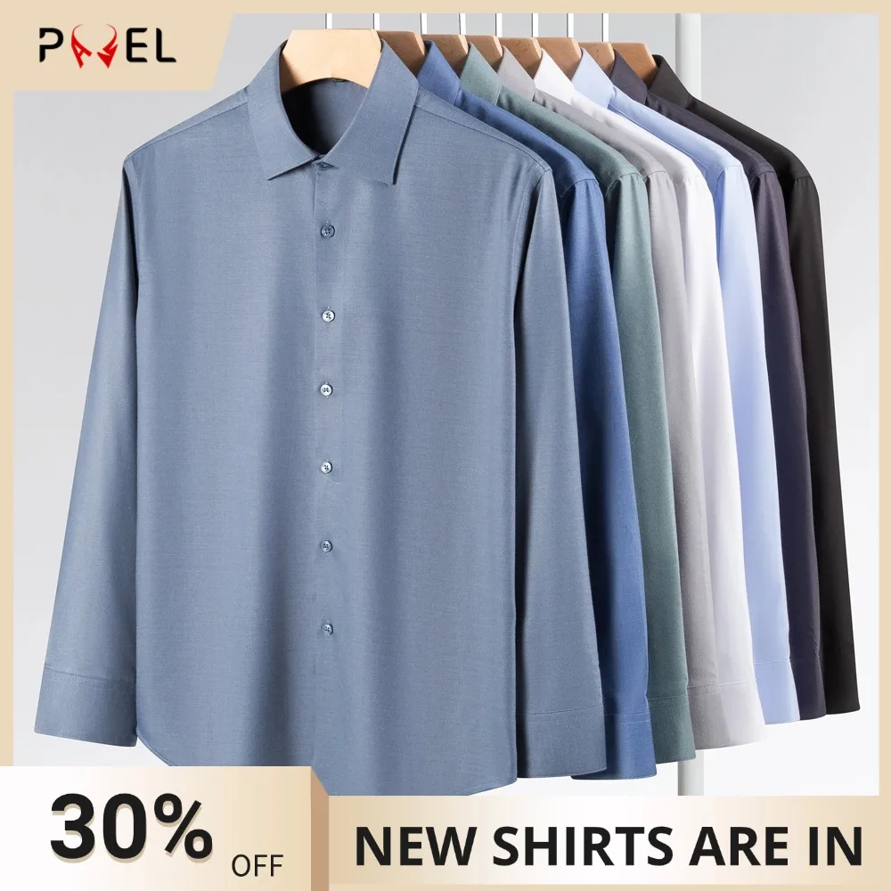 

Весенне-осенние шерстяные рубашки на пуговицах в стиле Old Money без кармана, удобная мягкая официальная мужская одежда с длинными рукавами