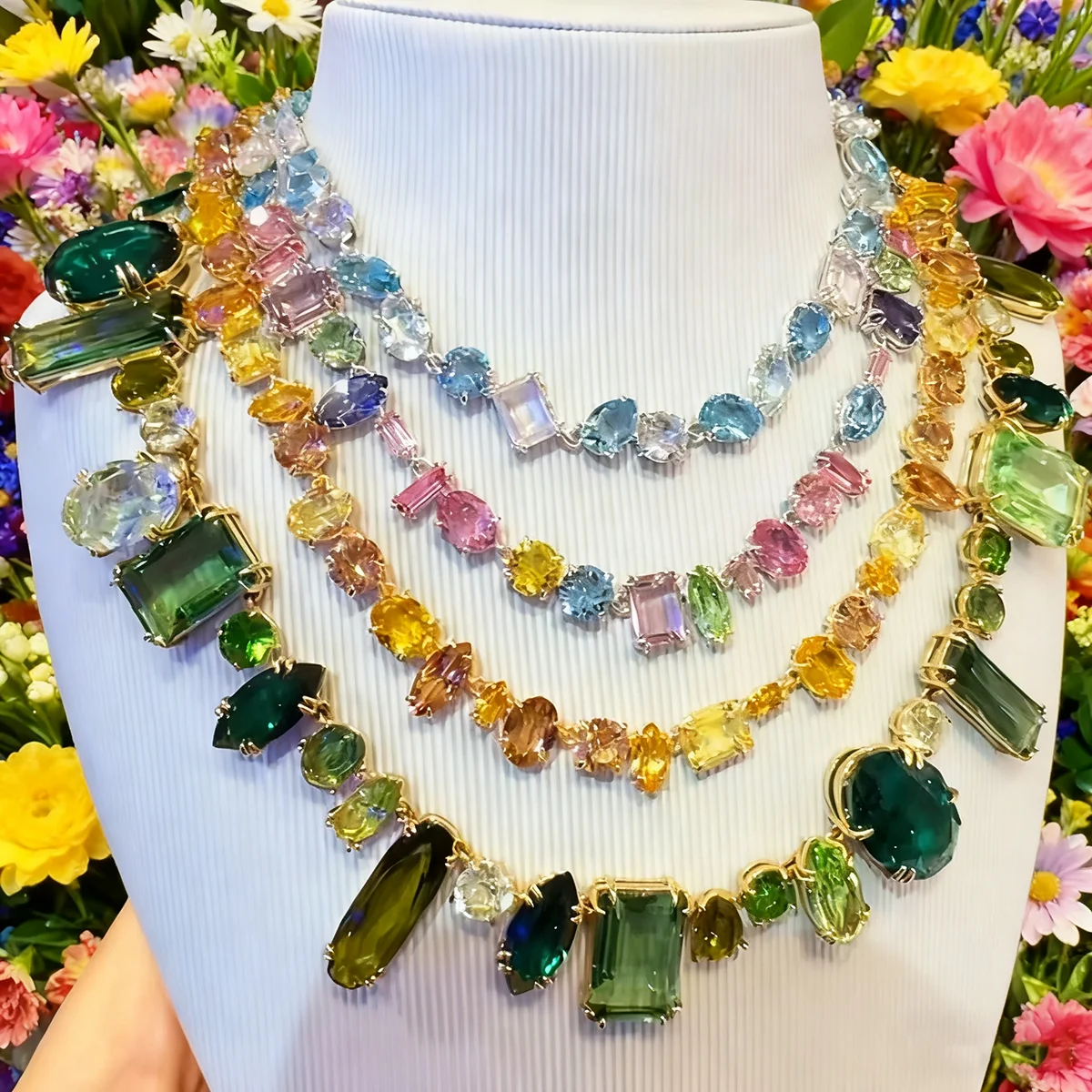 

Candy Series Зеленый Розовый Новый Карамель Роскошный Кристалл Ожерелье Серьги Высокое Качество Вечерние Изысканные Подарки для Женщин