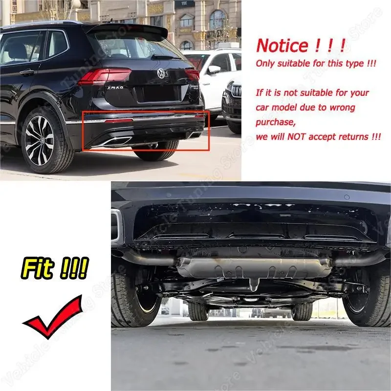 Car Rear Bumper Diffuser Lip Spoiler Body Kits Tuning Gloss Black For Volkswagen Tiguan MK2 2015 2016 2017 2018 2019 2020 ABS