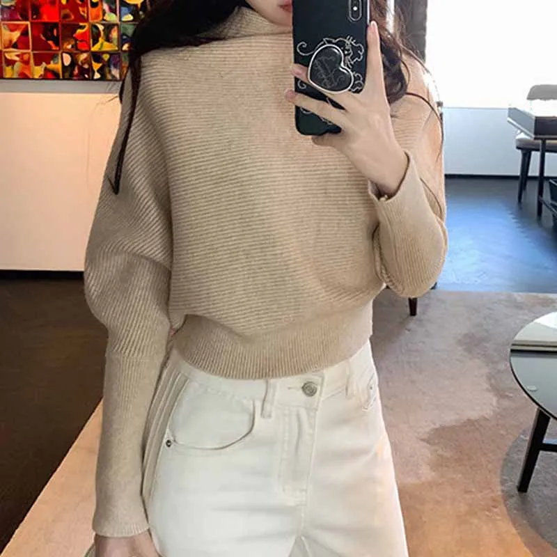 Sueters De Mujer Knitted Sweater Women Pullovers 2026 New Long Sleeve Mock Neck Knit Sweater Pullover Women Tops Sweaters Q6895