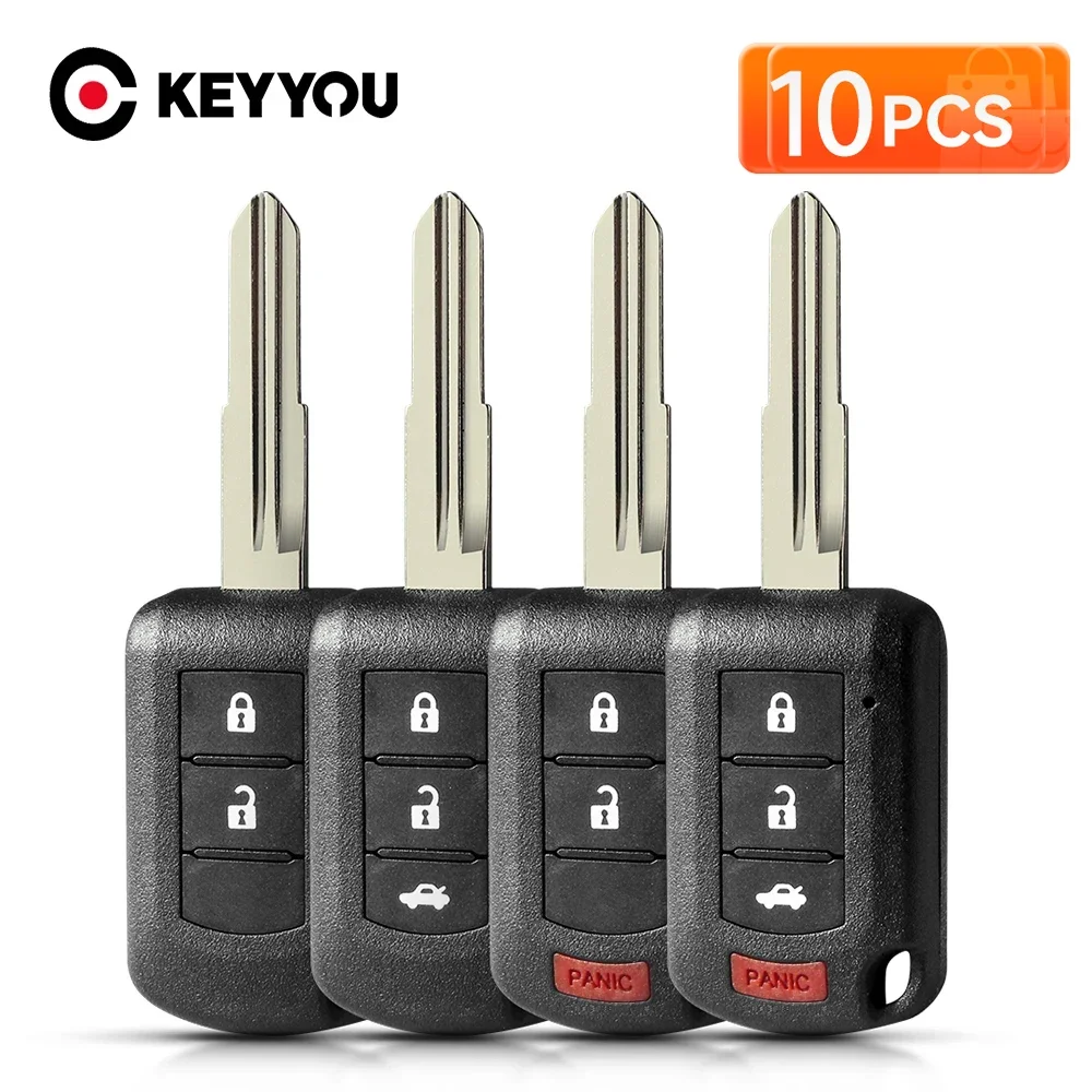 

KEYYOU 10Pcs For Mitsubishi Eclipse CROSS Outlander SPORT Mirage G4 Lancer 2016-2021 2/3/4BNT Uncut Remote Car Key Shell Case