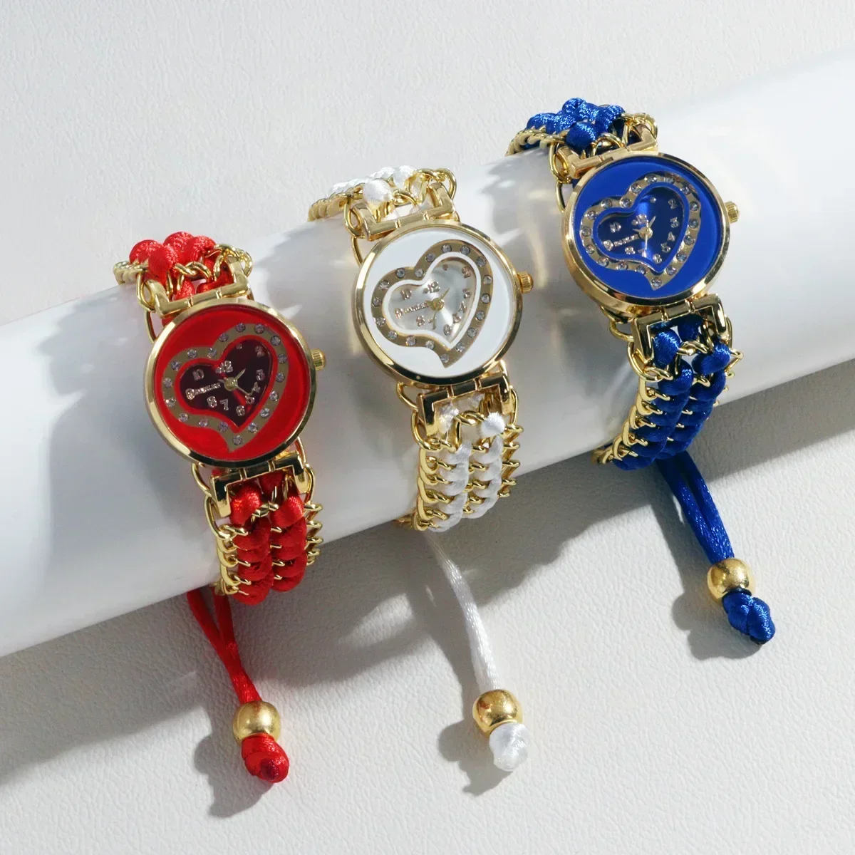 Frauen Liebe Gestrickte Armband Quarz Armbanduhr Modische Einfache Stil Quarz Armbanduhr Reloj Mujer